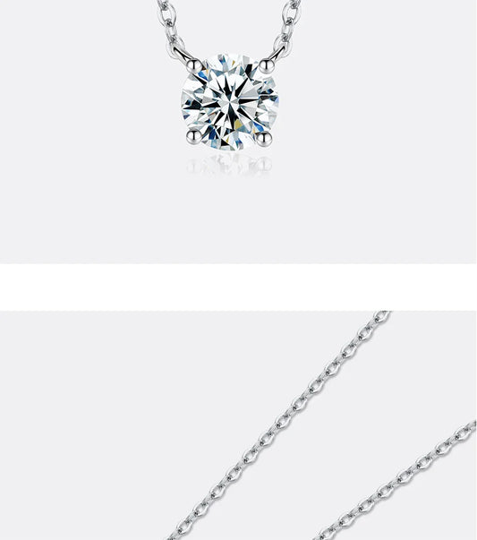 1-5 Carat Moissanite Necklace for Women S925 Pure Silver Diamond Classic Four Claw Pendant Wedding Jewelry