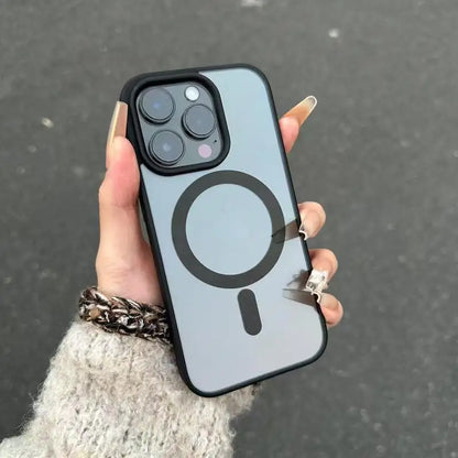 غطاء حماية مغناطيسي شفاف غير لامع Magsafe لهواتف آيفون 17 16 15 14 13 12 11 برو ماكس 14 بلس 16E 17E AIR للشحن اللاسلكي