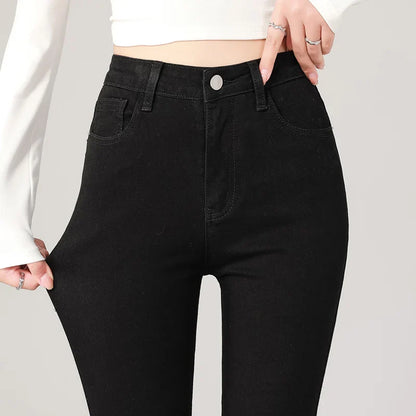 2024 Sexy Women Blue Slim Skinny Denim Jeans High Waist Elastic Mom Jeans Stretch Washed Pencil Pants Streetwear Tight Trousers