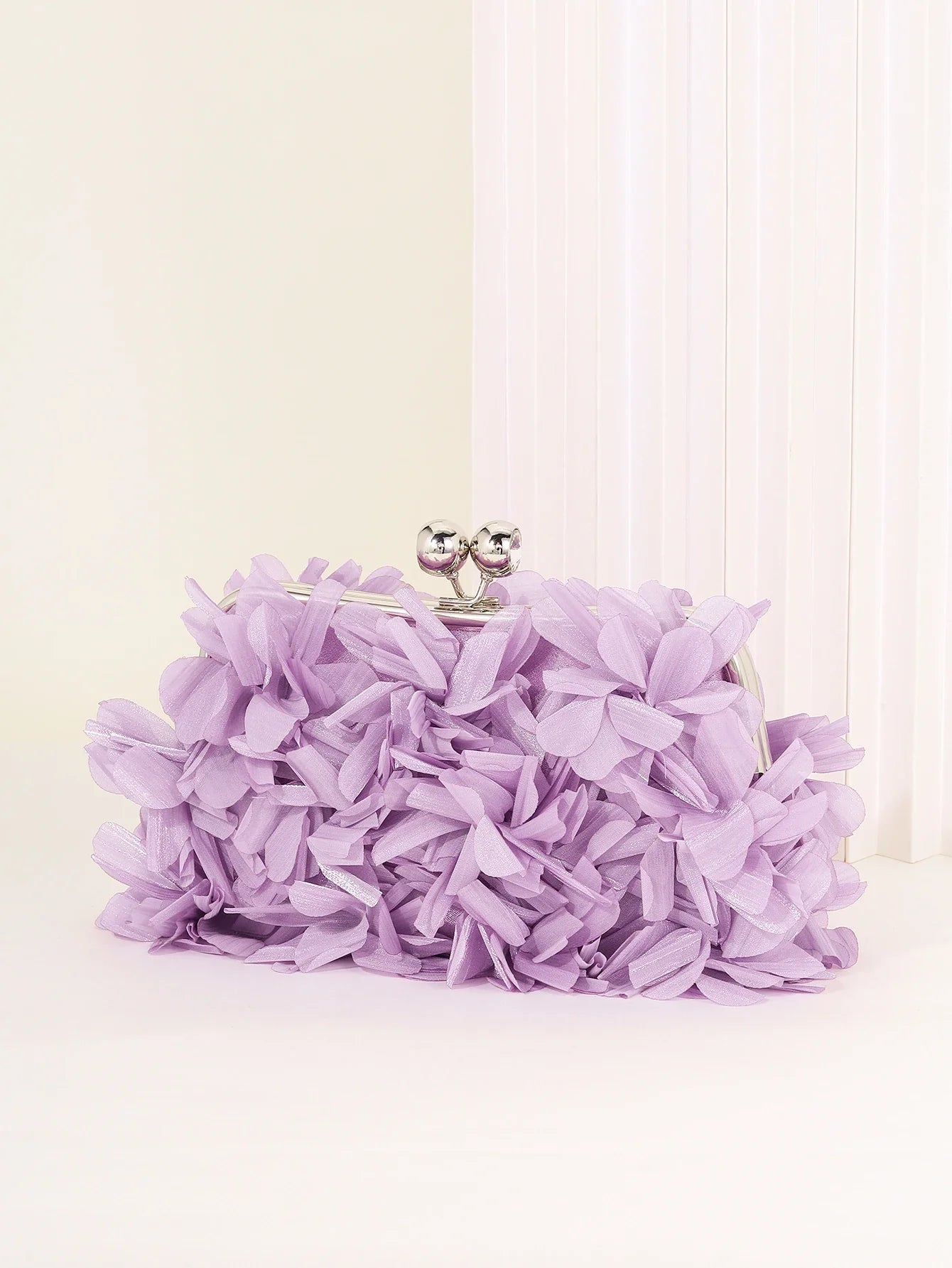3D Floral Decor Clutch Bag, Elegant Silk Appliques Dinner Purse For Wedding Party Prom Banquet - Perfect for Wedding， Party