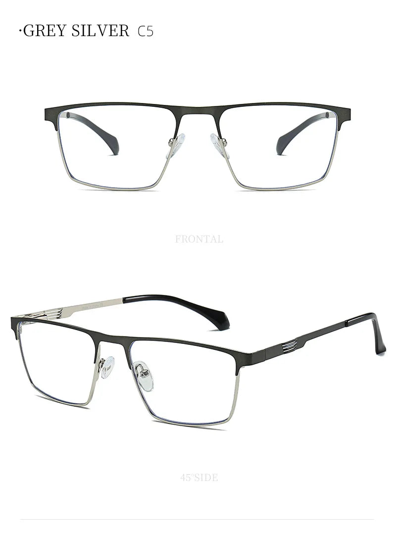 New Metal Eyeglasses Square Frame Business Casual Anti-blue Light Reading Glasses Men's Prescription Customized 6915