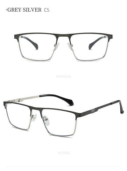 New Metal Eyeglasses Square Frame Business Casual Anti-blue Light Reading Glasses Men's Prescription Customized 6915