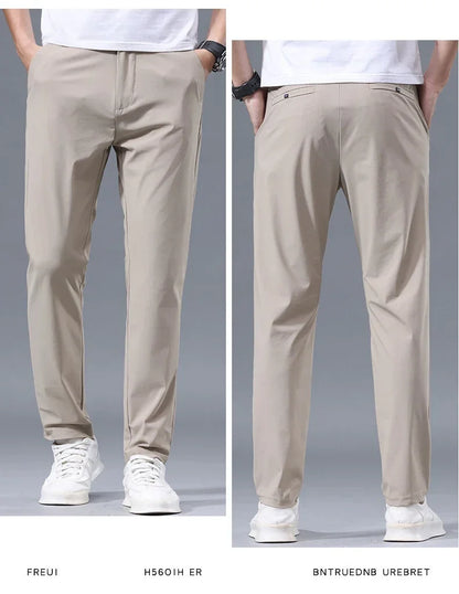 Summer New Stretch Soft Suit Pants Men Thin Fashion Business Elastic Waist Korean Slim Brand Clothes Casual Formal Trousers Male