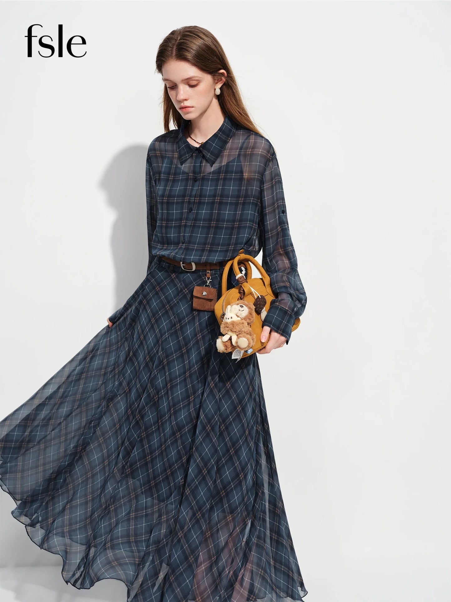 Retro Checkered Elegant Commuter Dress for Women Spring 2026 New Arrival Quick-Drying Easy-Care WIth Inner camisole Dress