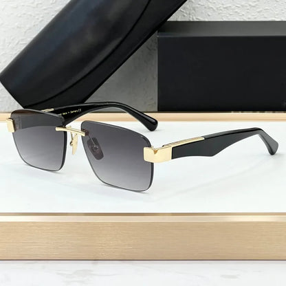 Luxury Rimless Sunglasses Irregular Square Alloy Acetate High Street Men Women Handmade in Germany UV400 THE MAGIC III with Case