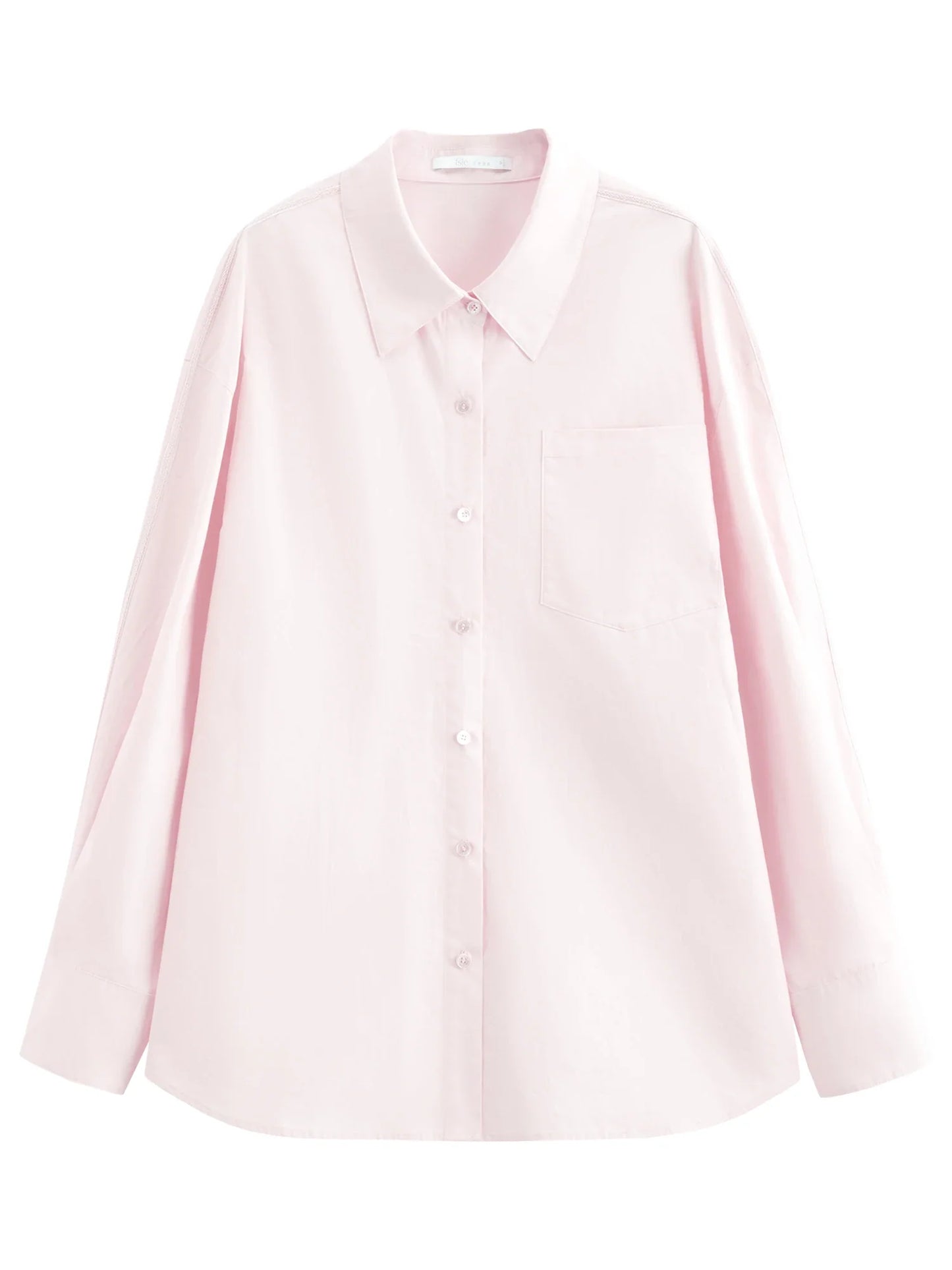 Women's French Loose Fit Cotton Shirt Long Sleeve Layering Top with Web Strap Detail Casual Oversized Blouse