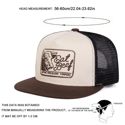 Unisex EAT BEEF Letter Embroidery Hip-hop Net Hats Spring Summer Outdoor Adjustable Casual Baseball Caps Sunscreen Hat Cap