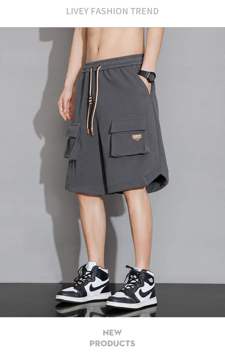 2024 Mens Shorts Summer Knee Length Casual Bermuda Male Y2k Sport Basketball Loose Cool Oversize Big Size Fashion Breeches Black