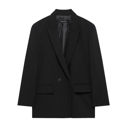 Blazers For Woman Office Look Gray Jacket Blazer Women Double-Breasted Loose Black Long Blazer High Quality Women's Blazer