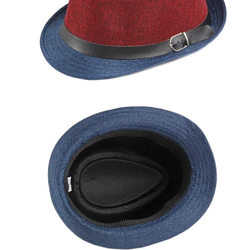 Spring and Summer Patchwork Men's Jazz Hat  Unisex Fashionable Fedoras Hat for Women