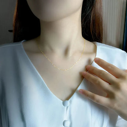 Real 18K yellow Gold Chopin Chain Necklace Au750 Fine Jewelry Wedding For Female Wedding Gift X269 22-9-14