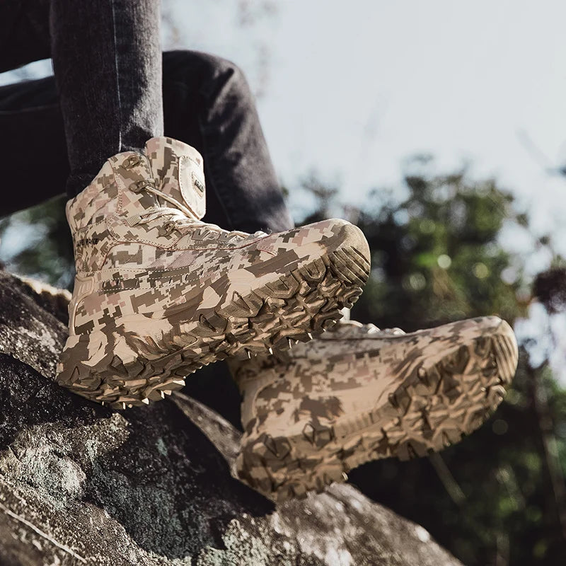 2025 Fashion Men's Desert Combat Boots Outdoor Non-slip Hiking Shoes Waterproof Men's Work Boots Men Tactical Boots Ankle Boots