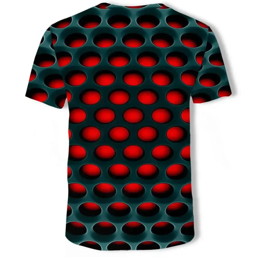 Men's 3D printed T-shirt, oversized loose fitting clothing for men, retro fashionable short sleeved top, fun and affordable roun