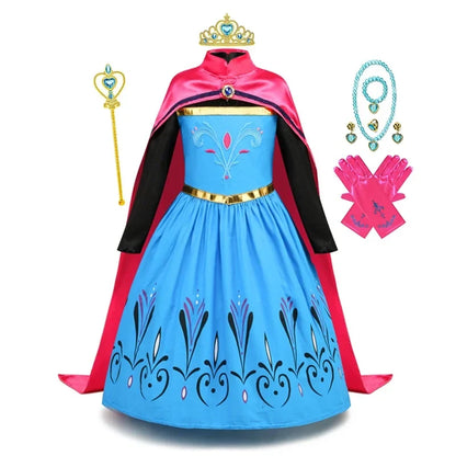 Elsa Dress for Girls 2-10 Yrs Birthday Role Anna Elsa Princess Dress for Kids Halloween Carnival Party Girls Costume