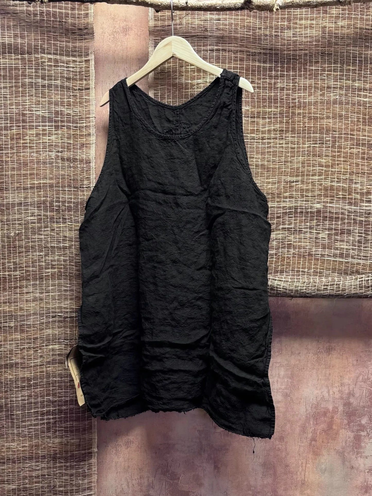 New Arrival Summer Arts Style Women Sleeveless Loose Casual Tank Tops Good Quality Linen Vintage Solid Long Tank Top Femme H165