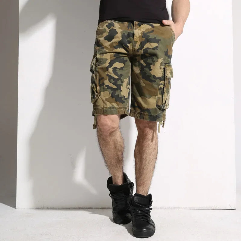 Camouflage Shorts Male Military Clothing Style Army High Quality Mens Cargo Shorts Cotton Multi Pockets Breeches Bermuda Cargo