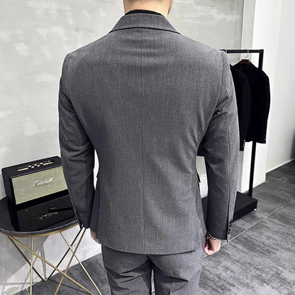 Jackets + Pants / Groom's Wedding Dress Best Fashion Mans Double -breasted Suit Blazer Trousers Male Formal Business Office Suit