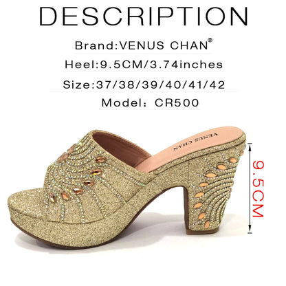 Women's Shoes High Heels Sexy Ladies Party Wedding Pattern Embroidery Mules Shoes and Bags Set for Italian 2023
