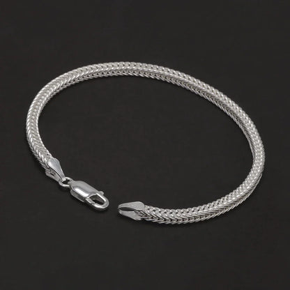 2.8mm 925 Sterling Silver Fox Tail Chain Bracelet for Men Women High Polished Classic Bracelet Simple Trendy Jewelry Accessories