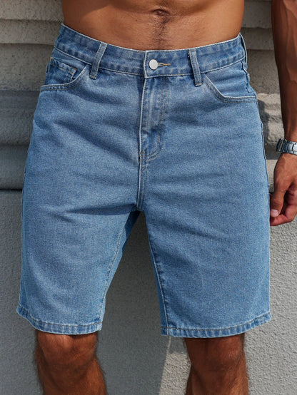 Men's Summer Denim Shorts. A Common Item in Summer. Simple in Style. Suitable for Casual Outings and Trips.
