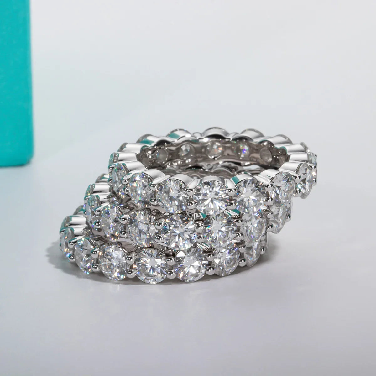 0.5ct Oval Cut Moissanite Wedding Bands 925 Sterling Silver Lab Created Diamond Half Eternity Rings Jewelry Wholesale