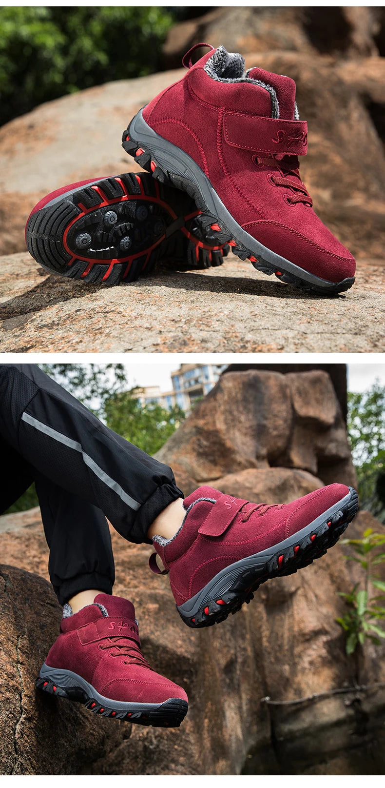 Waterproof Winter Men Boots Cow Suede Warm Snow Women Boots Men Work Casual Shoes High Top High-top Non-slip Ankle Boots
