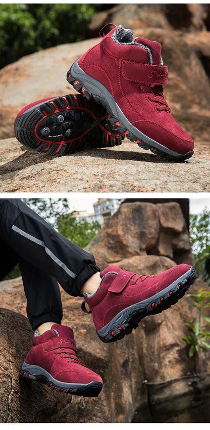 Waterproof Winter Men Boots Cow Suede Warm Snow Women Boots Men Work Casual Shoes High Top High-top Non-slip Ankle Boots