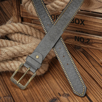 A Men's and Women's Casual Retro Belt Western Style! PU Leather Belt with Metal Buckle, Suitable for Daily Work Wear