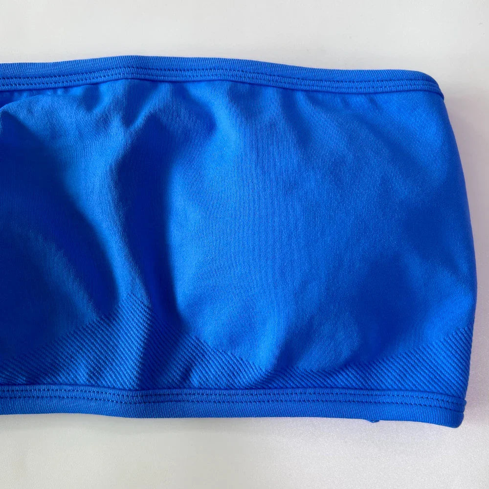 2 Pieces Yoga Set Women Backless Bandeau Sports Bra Scrunch Shorts Yoga Clothing Workout Clothes Outfits Sets Gym Set
