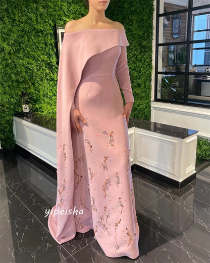 Customized Jiayigong s Draped Beading Evening Sheath Off-the-shoulder Bespoke Occasion Gown Long Dresses