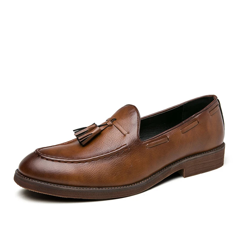 Men Small Fringe Loafers PU Low Heel Business Casual Formal Men Shoes