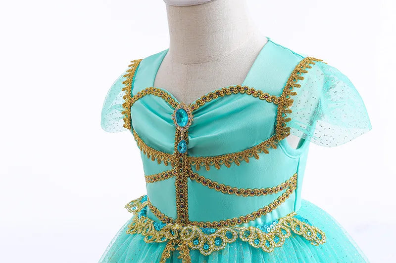 Jasmine Princess Dress for Girls Cosplay Aladdin Magic Lamp Costume Kids Halloween Birthday Carnival Party Vestidos
