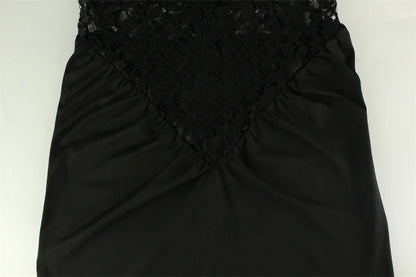 Lace Patchwork Dresses For Women Fashion Sexy Streetwear Solid Sleeveless Tank Sheath Hip Wrap Long Vestidos Robe Female Elegant