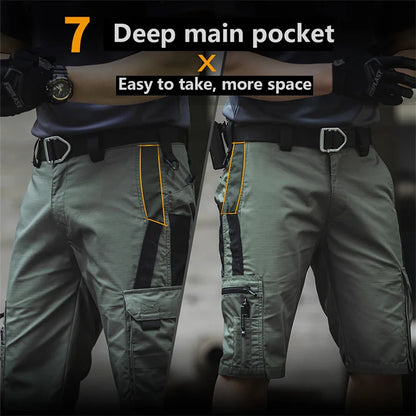 2024 Summer Men's Tactical Casual Shorts Waterproof Cargo Shorts Multi-pocket Quick Dry Wear-resistant Outdoor Training Overalls
