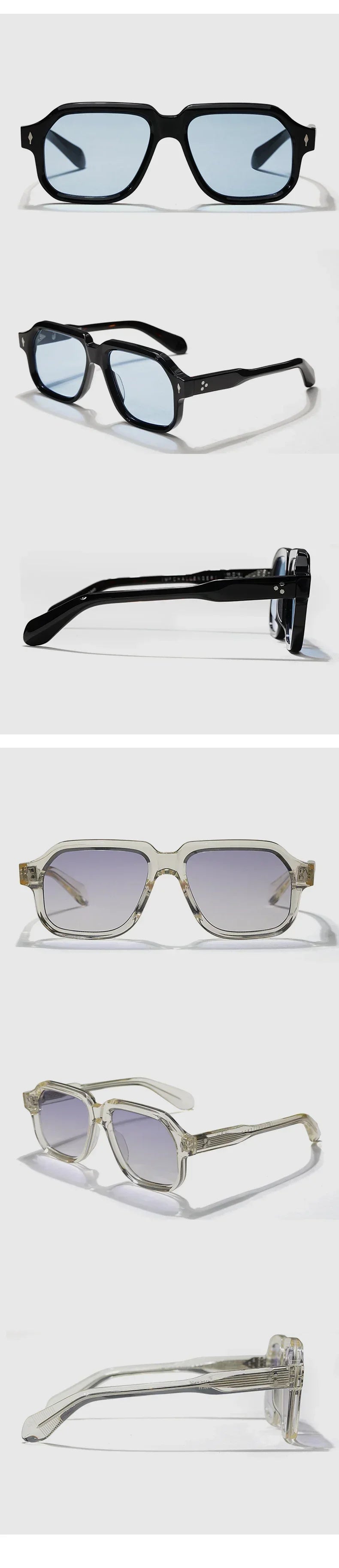 Fashion Top Quality Brand Men Sunglasses Retro Acetate Square Driving Overzie Outdoor Protection UV400 Luxury Women SUN GLASSES