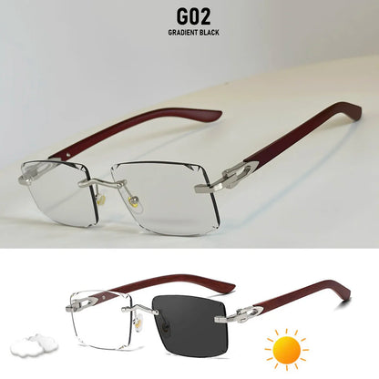 Rimless Sunglasses Women Trendy Gradual Change Square Fashion Glasses Luxury Vacation Sunscreen Sunglass Men Lentes De Sol Mujer