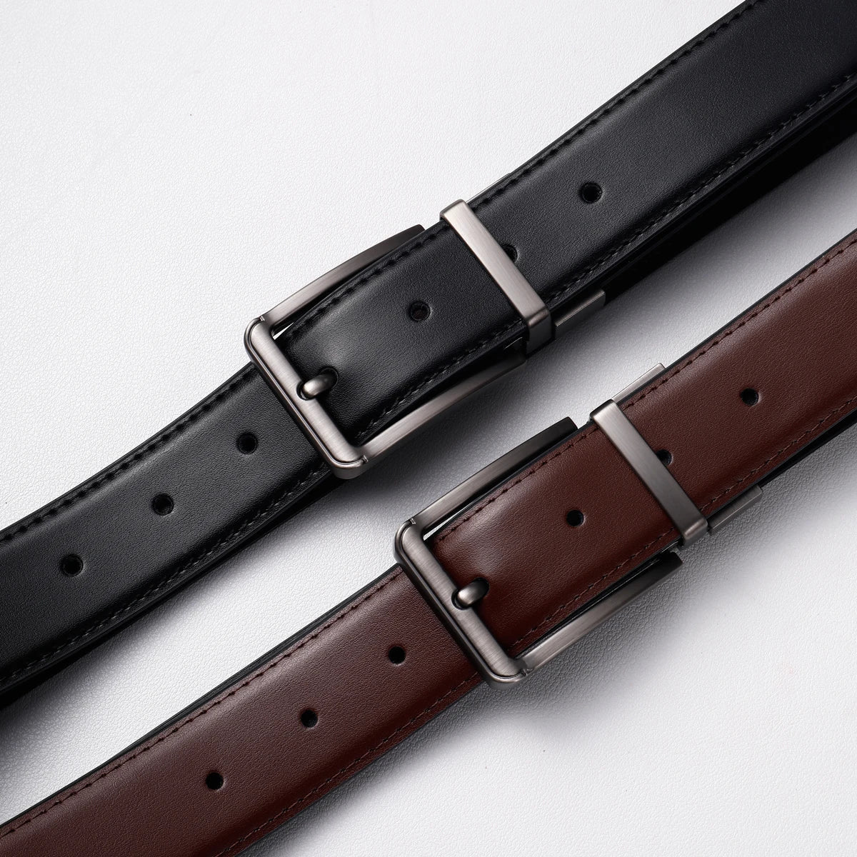 Genuine Leather Belt Double Sided Belt Men Belt Laser Engraving Luxury Strap Male Belt New Fashion Retro Pin Buckle High Quality