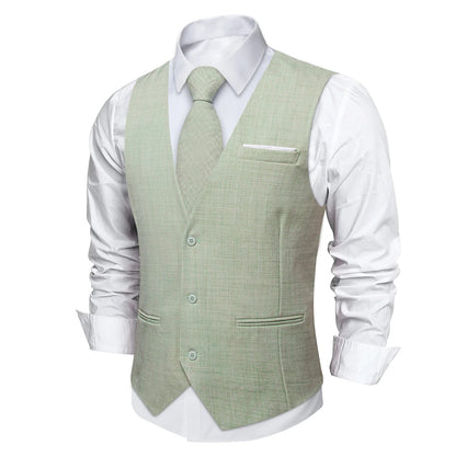 Fashion Men Vest Blue Single Breasted V Neck Solid Waistcoat For Wedding Birthday Party Prom Business Daily Casual Men Suit Vest