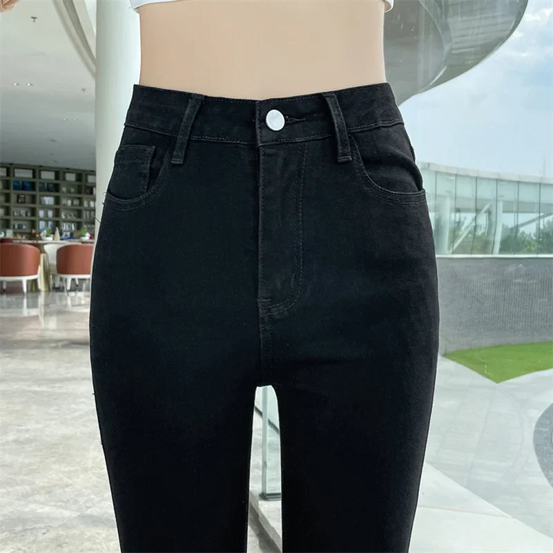 Women Stretch Jeans Lady Slim Skinny Pencil Jeans High Waist Vintage Pants Girls Leggings Straight Leg Korea Fashion Trousers