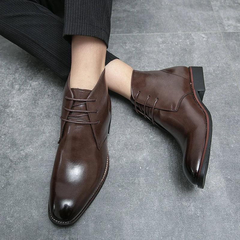 Mayba Pointed Leather Shoes Men Casual Shoes Ankle Boots Size 38-48