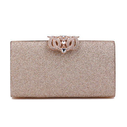 Sequined Fashion Women Evening Bags Crown Metal Chain Shoulder Day Clutch With Rhinestones Wedding Party Handbags