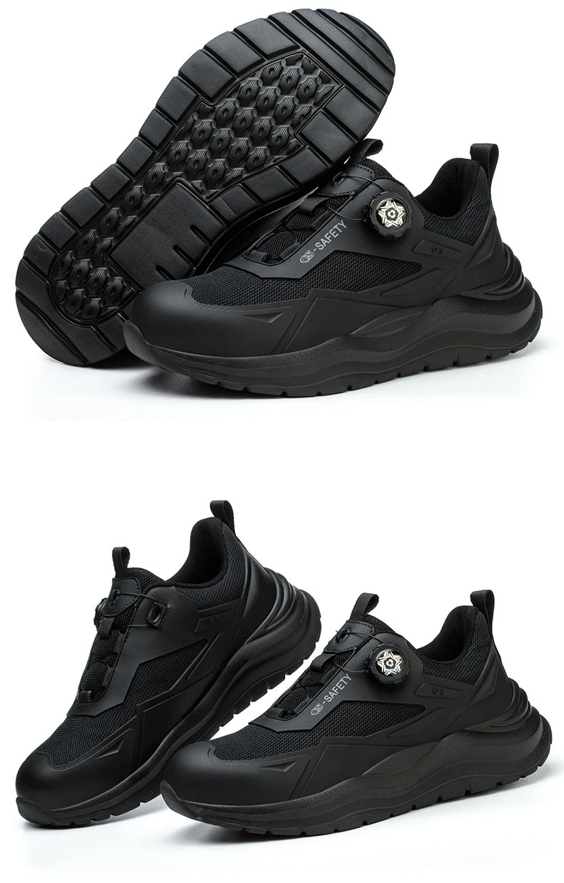 Large Size 48 Men's Summer Safety Shoes Rotating Button Work Sneakers Steel Toe Shoes Puncture-Proof Protection Shoes Security