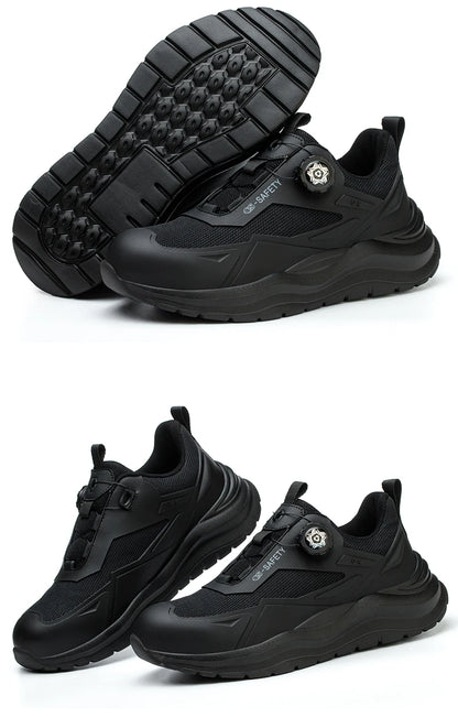 Large Size 48 Men's Summer Safety Shoes Rotating Button Work Sneakers Steel Toe Shoes Puncture-Proof Protection Shoes Security