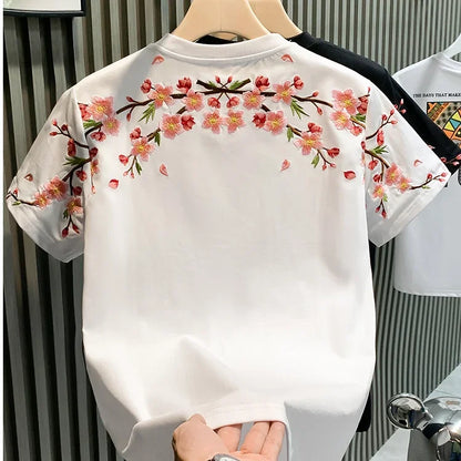 2025 Summer Fashion Men T-shirt Short-sleeved Embroidered Shirt