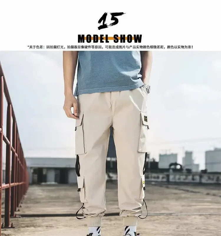 Mens Summer Army Green Loose Pant Joggers Pants Men Cargo Pants Hip Hop Casual Pockets Sweatpants Male Fashion Trousers