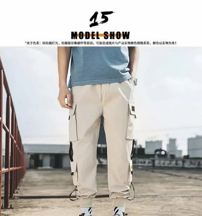 Mens Summer Army Green Loose Pant Joggers Pants Men Cargo Pants Hip Hop Casual Pockets Sweatpants Male Fashion Trousers