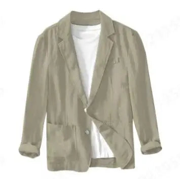 Men's Casual Suit Single-layer Jacket Solid Color Cotton And Linen Casual Fashion Men's Top