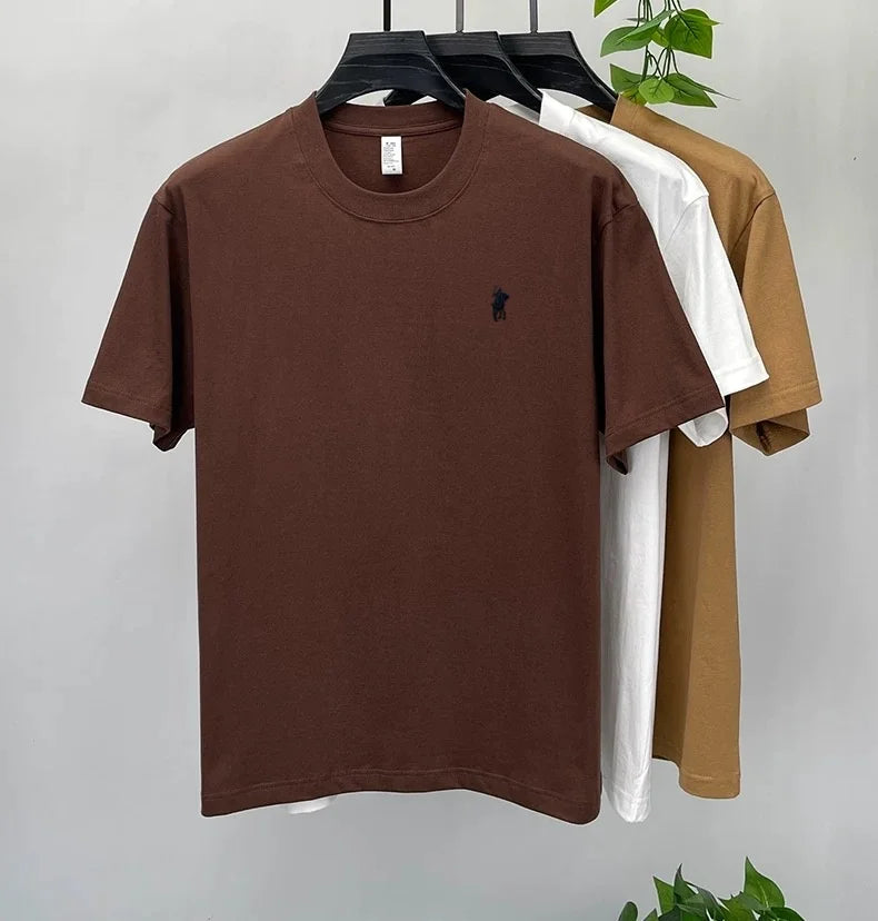 100% cotton high-end brand T-shirt short sleeve summer fashion classic pony embroidery round neck top luxury new Paul men's wear