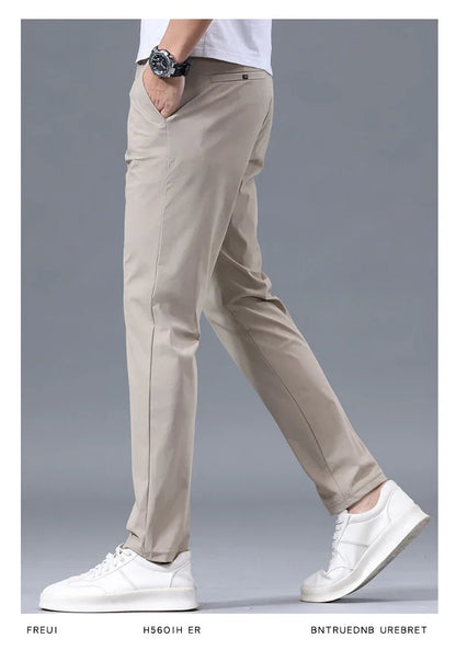 Summer New Stretch Soft Suit Pants Men Thin Fashion Business Elastic Waist Korean Slim Brand Clothes Casual Formal Trousers Male