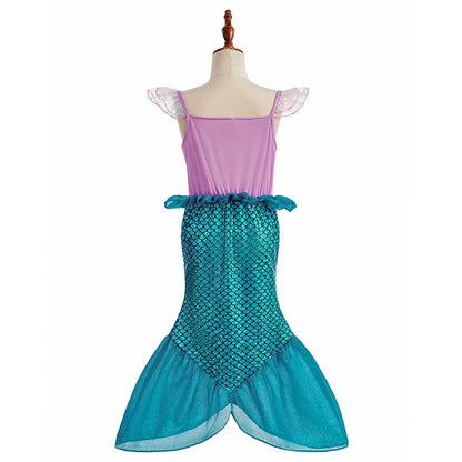 Girls Little Mermaid Aurora Costume Children Ariel Sleeping Beauty Dress Kids Peach Wedding Pink Fantasy Princess Disguise